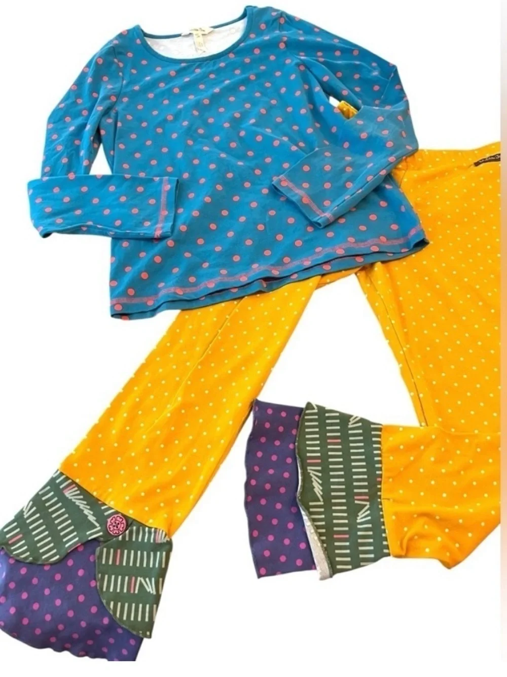Matilda Jane Set Yourself Scrappy Polka Dot Shirt and Pants Outfit Set Sz 14
